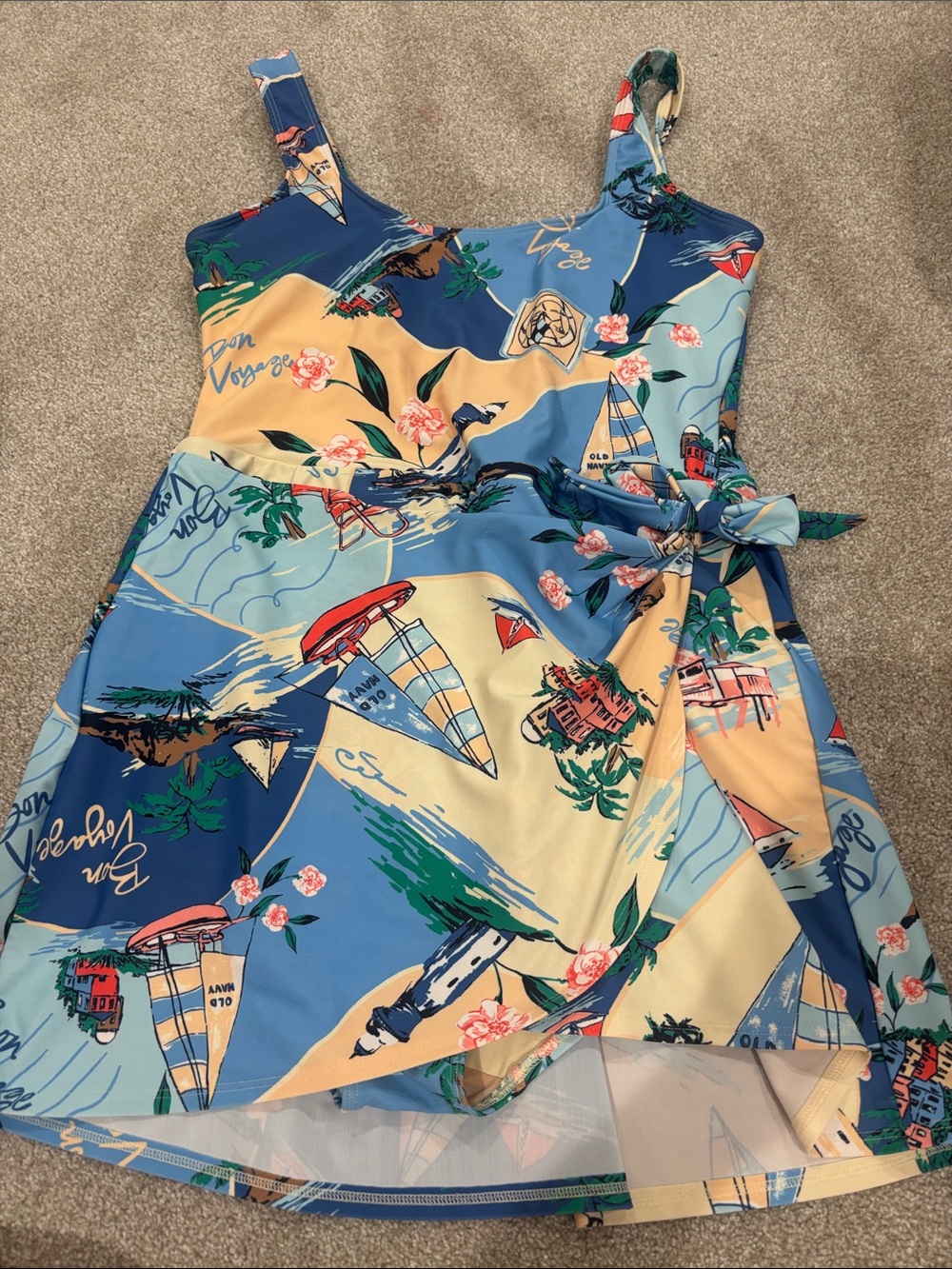 Old Navy Blue & Cream Nautical Print Tie-Waist Sundress